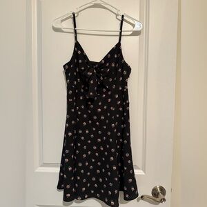 Floral Black Dress with Pink Accents